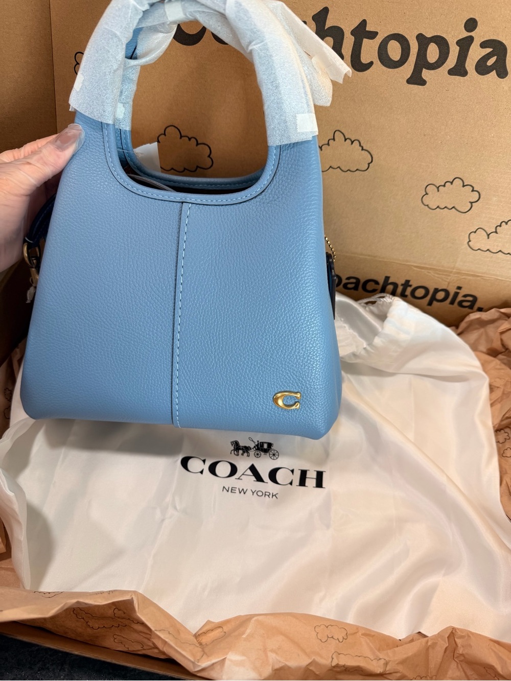 Coach Lana 23 Bluebell Pebbled Leather with Gold Accent